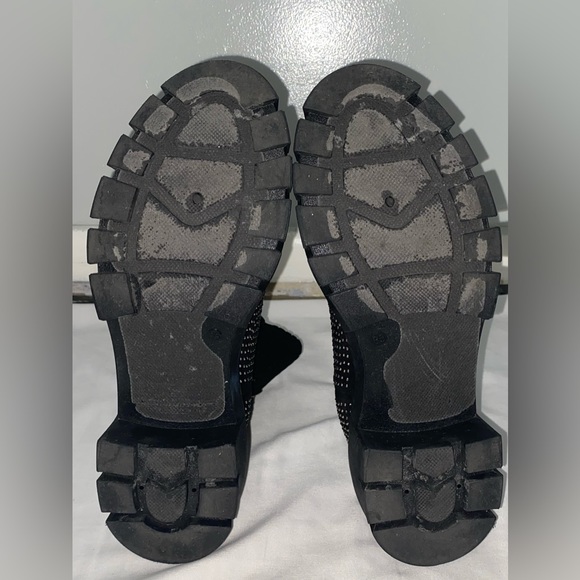 Forever Black Rhinestone Knit Combat Boot - Picture 12 of 13